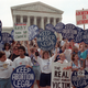 Anti-choice and pro-choice demonstrators outside the Supreme Court, 1989, AP